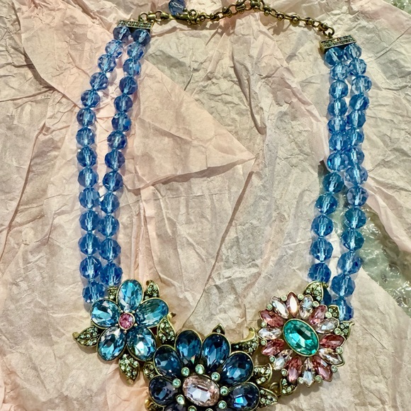 Heidi Daus Blue and Gold Floral Necklace - Picture 2 of 6